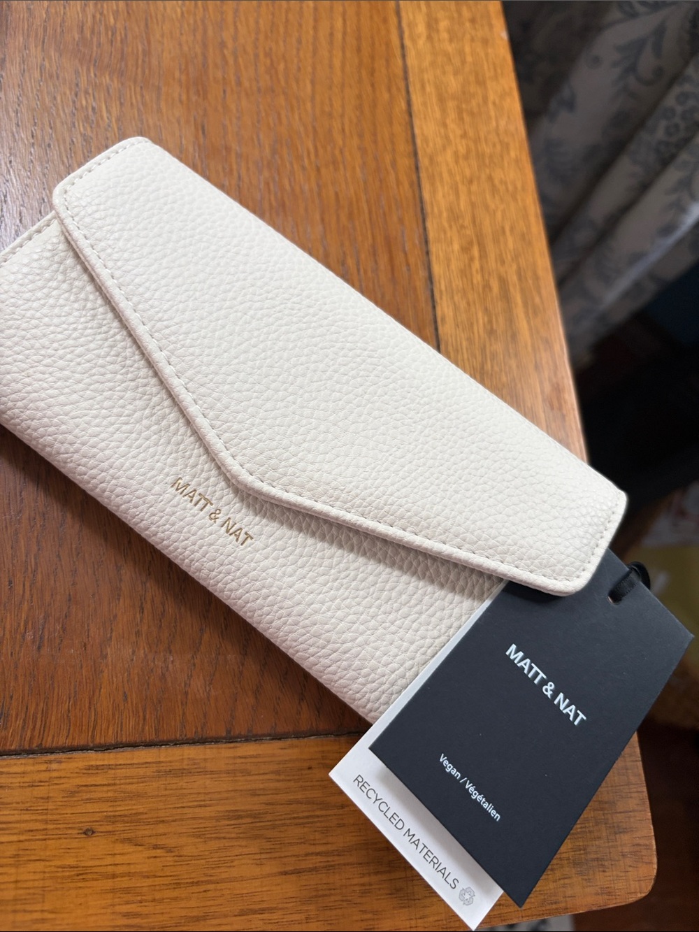 Matt & Nat Off-White Envelope Wallet with Gold Logo